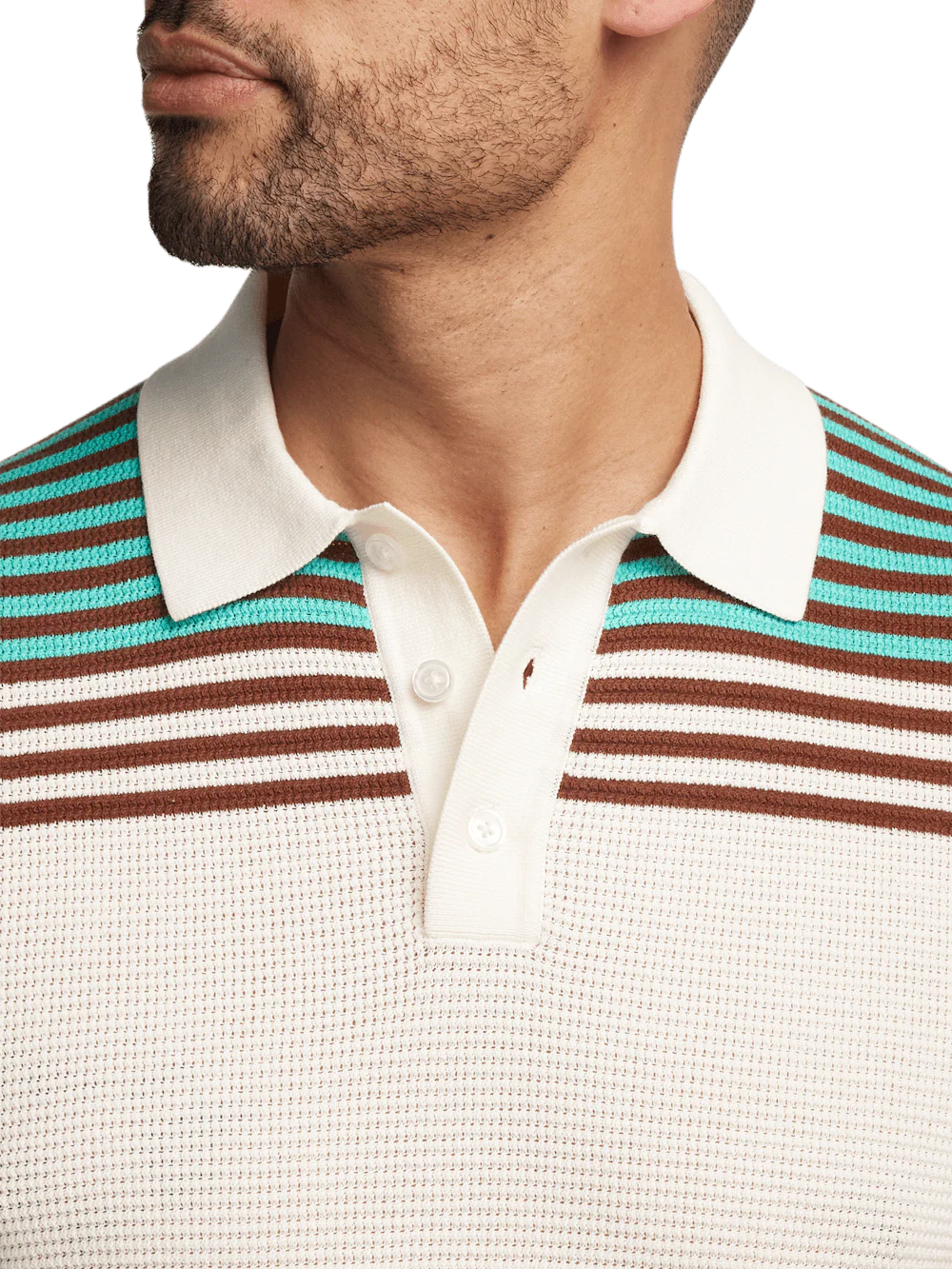 Cotton Three Button Polo - Multi - Image 3
