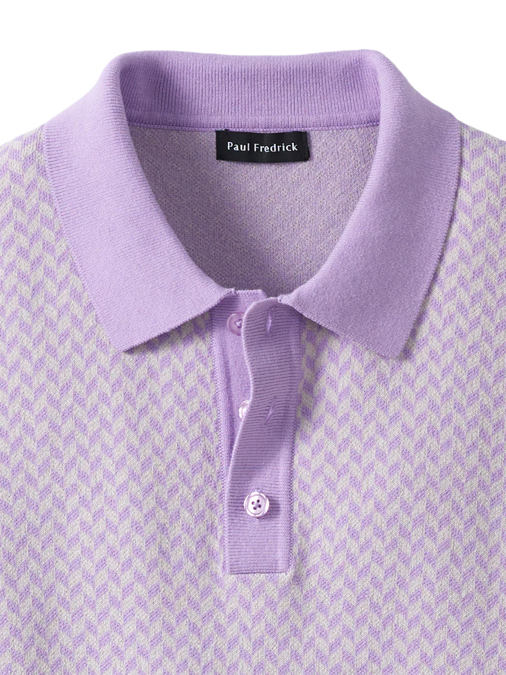 Cotton Three Button Polo - Purple/grey - Image 6