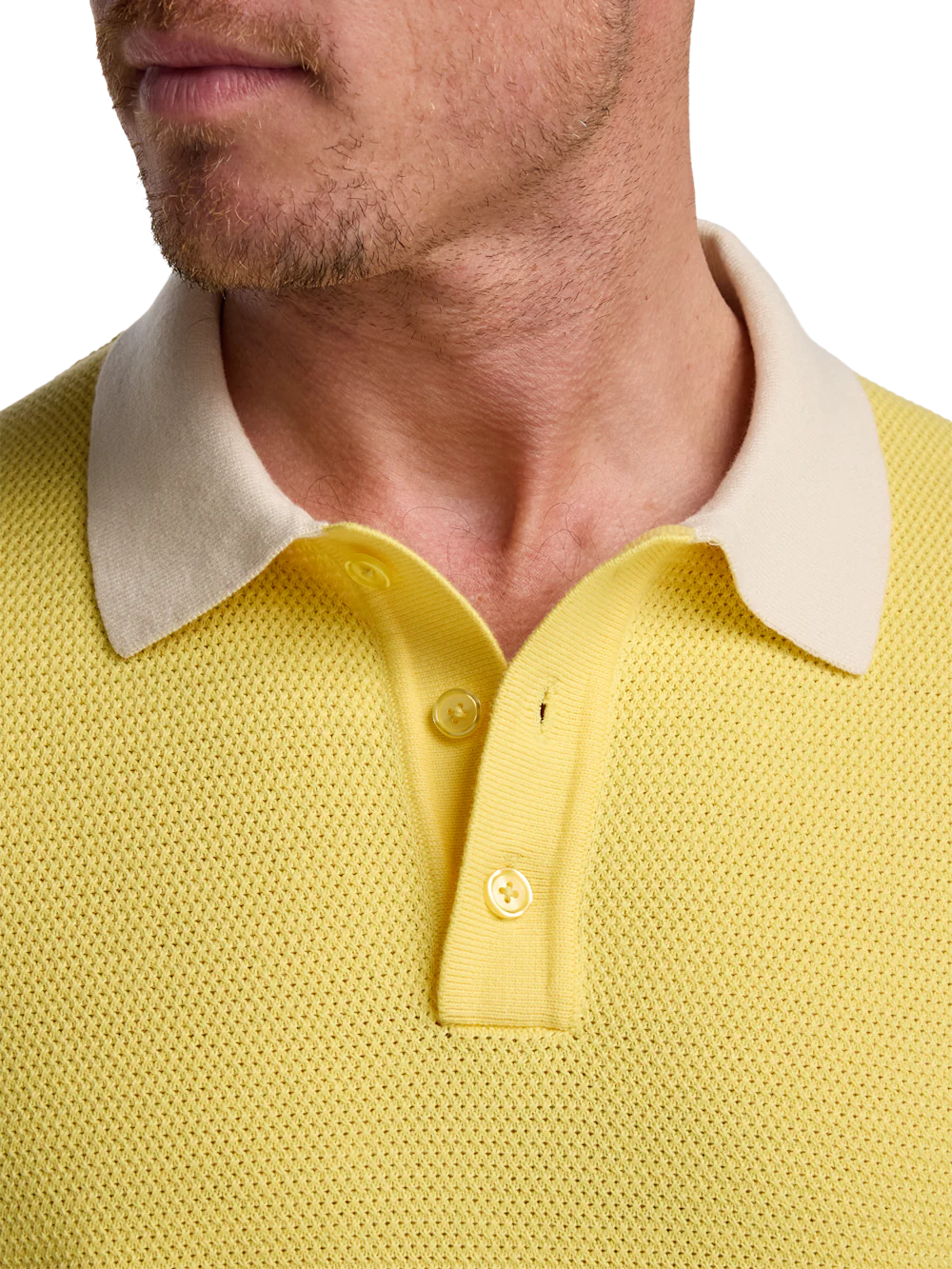 Cotton Three Button Polo - Yellow - Image 3