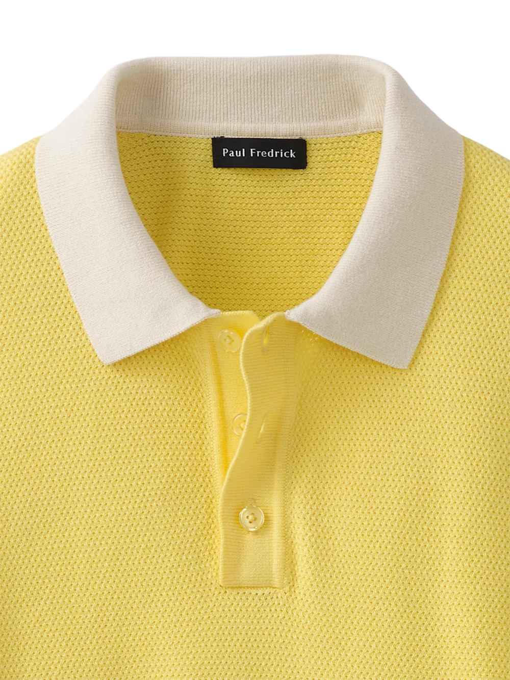 Cotton Three Button Polo - Yellow - Image 6