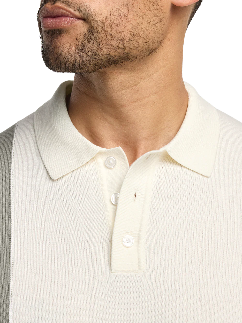 Cotton Three Button Polo - Black/white - Image 3