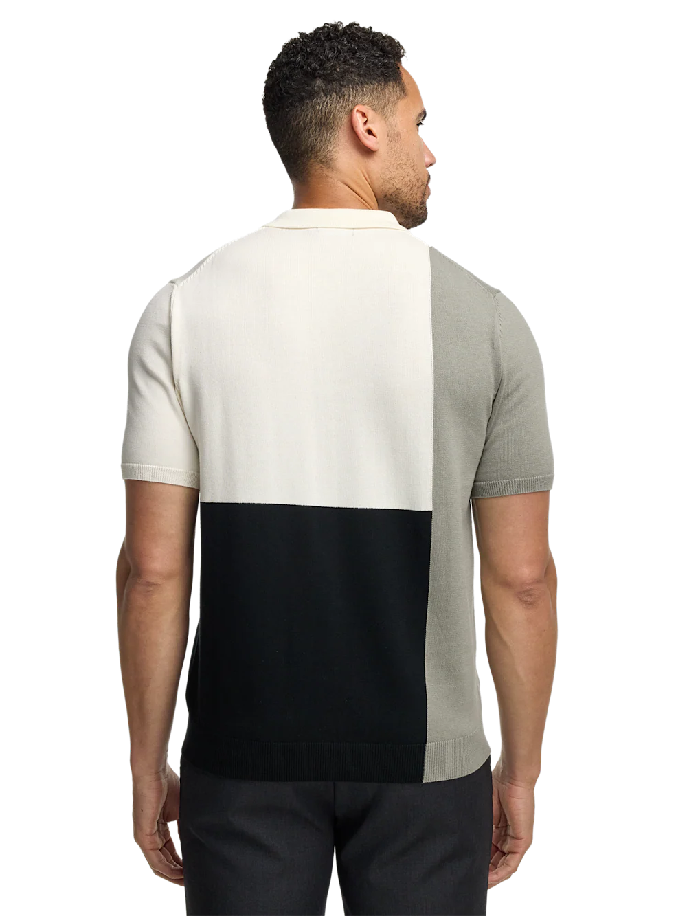 Cotton Three Button Polo - Black/white - Image 5