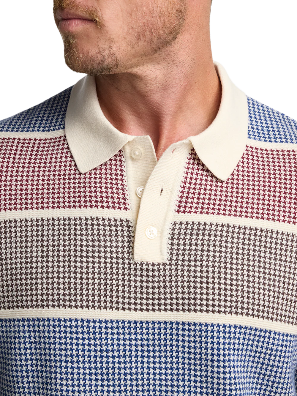 Cotton Three Button Polo - Multi - Image 3