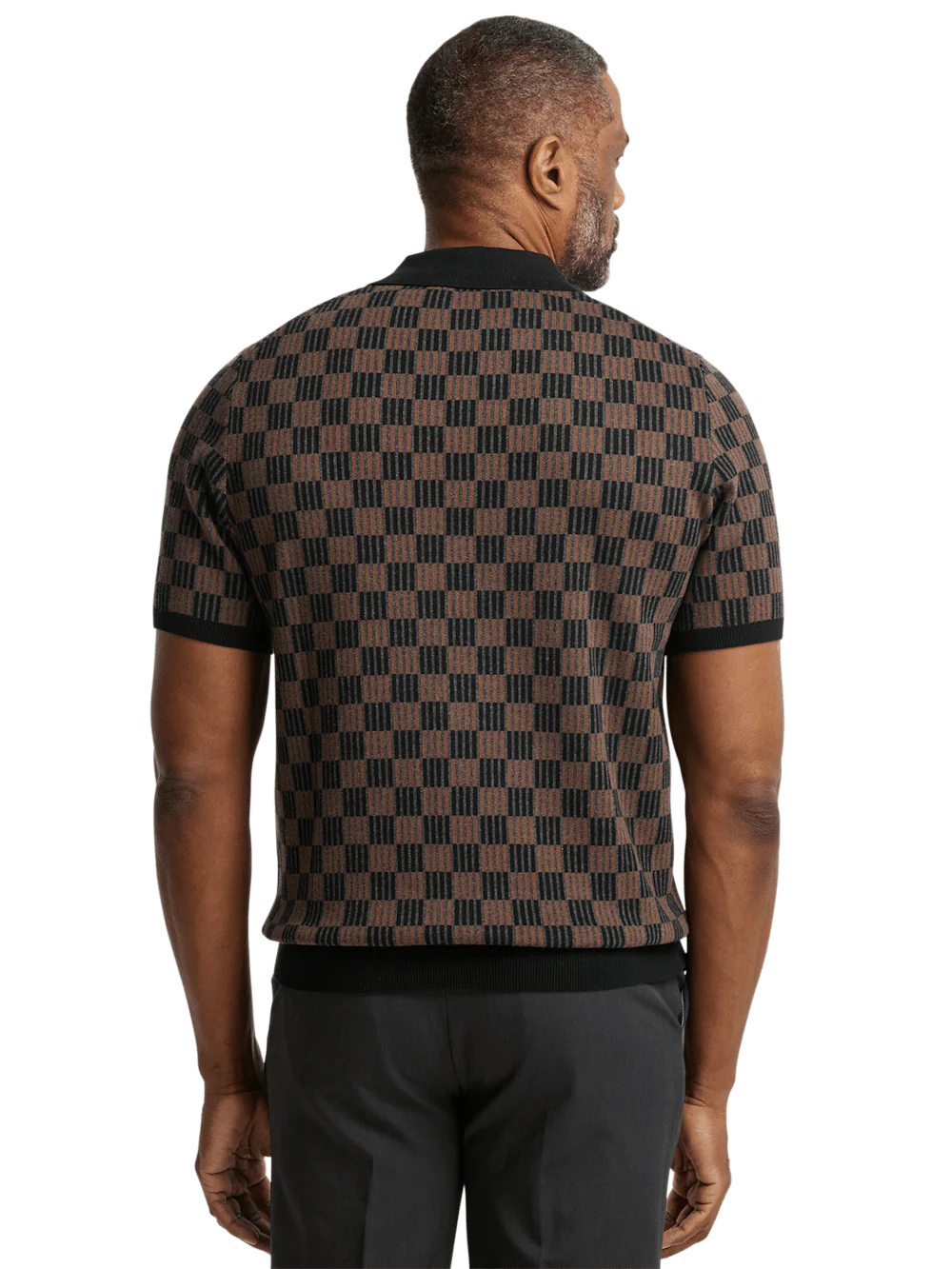 Cotton V-neck Polo - Black/brown - Image 5