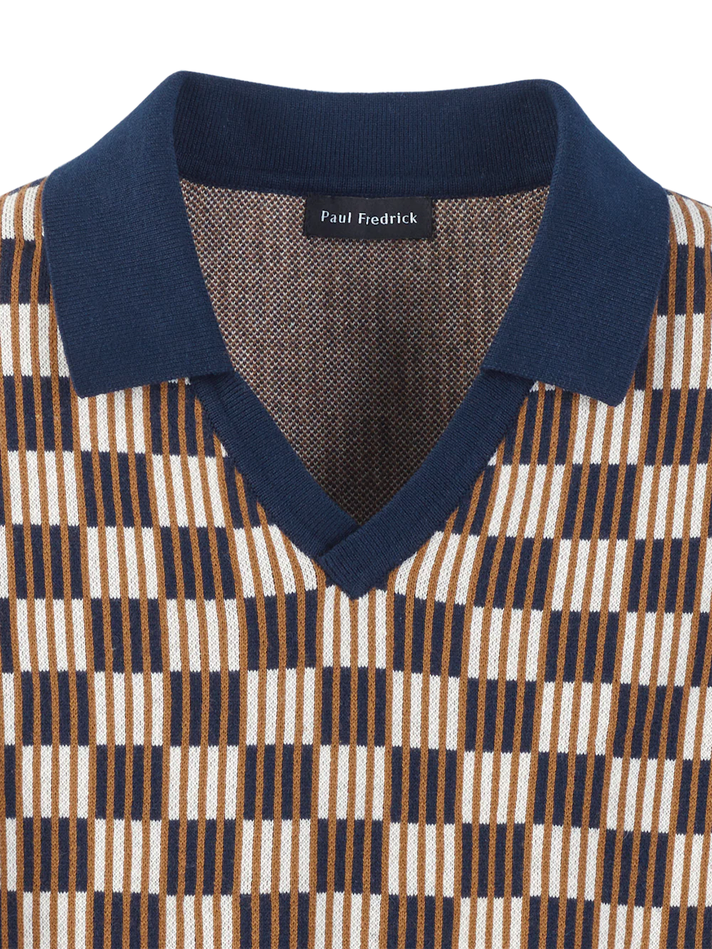 Cotton V-Neck Polo - Navy - Image 6
