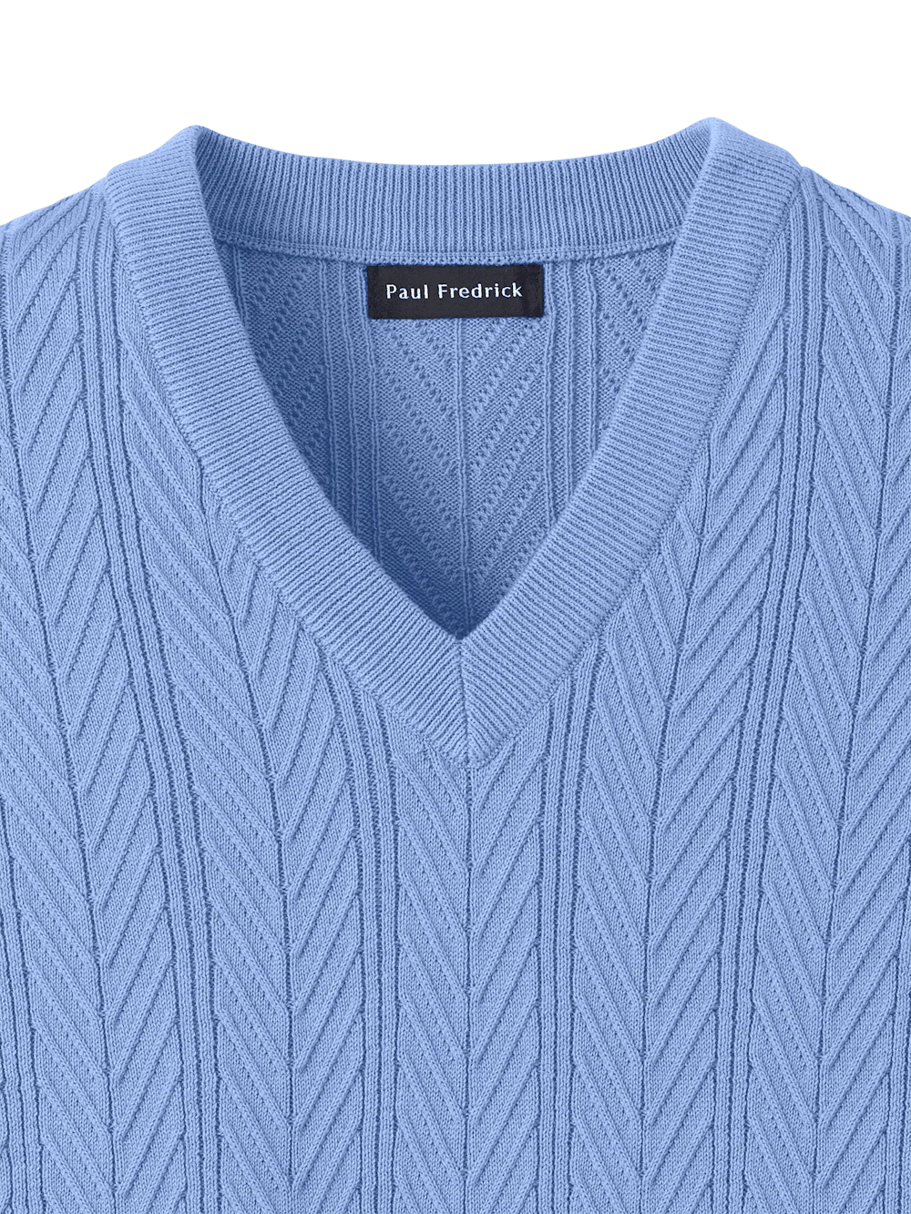 Cotton V-neck Vest - Blue - Image 6