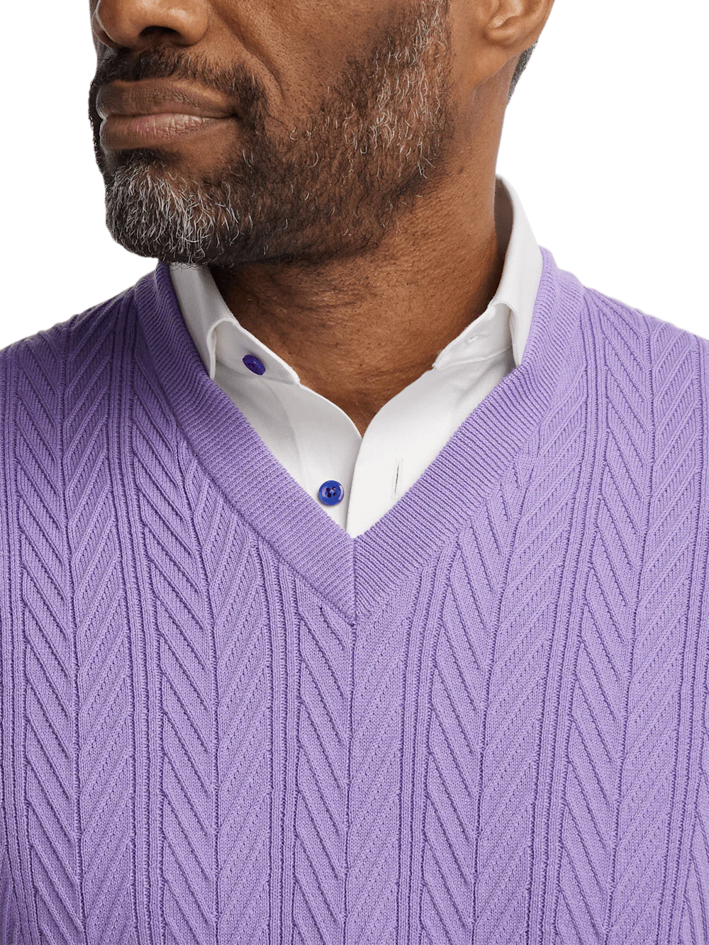 Cotton V-neck Vest - Purple - Image 3