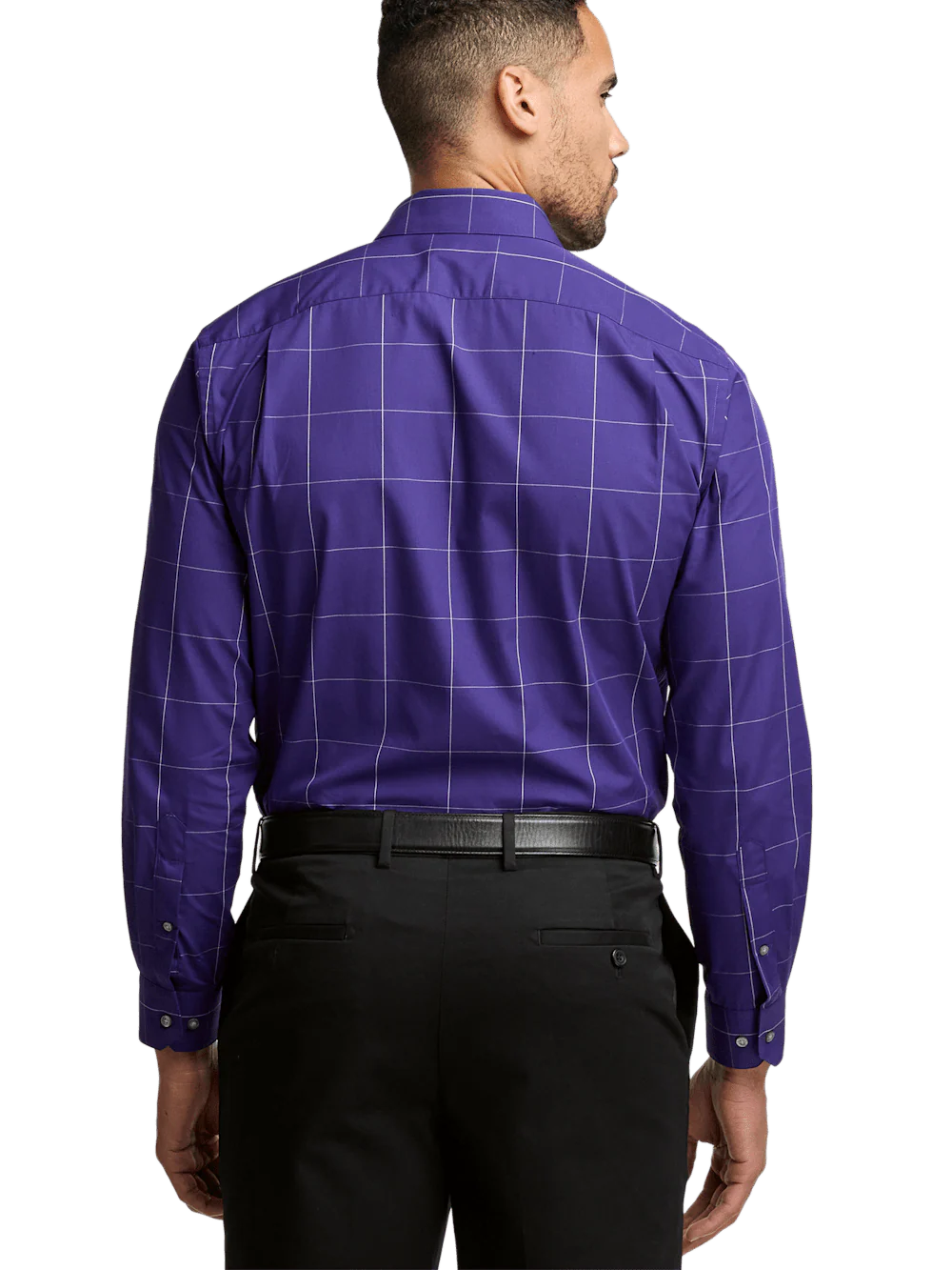 Cotton Windowpane Casual Shirt - Purple - Image 5