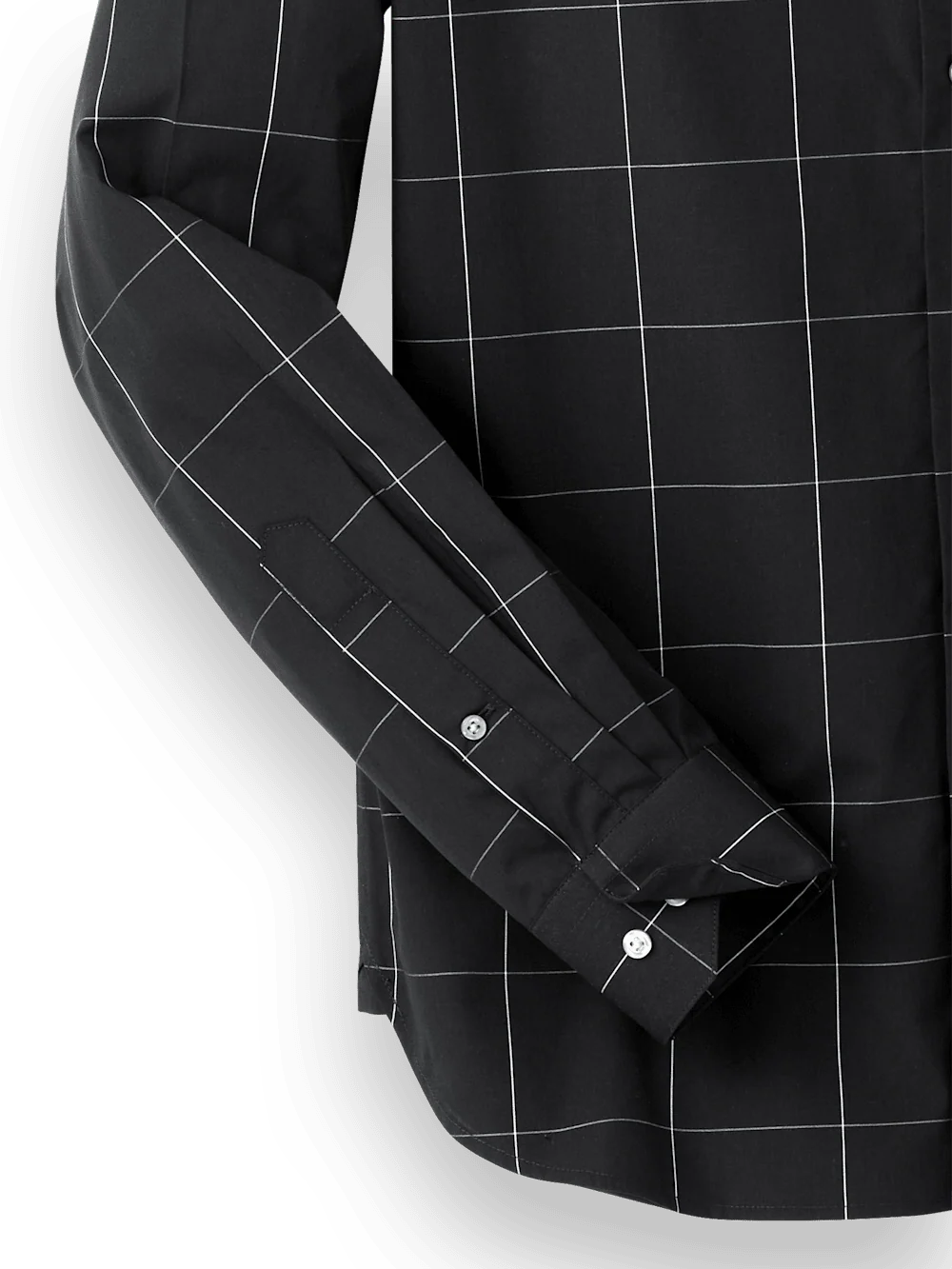 Cotton Windowpane Casual Shirt - Black - Image 7