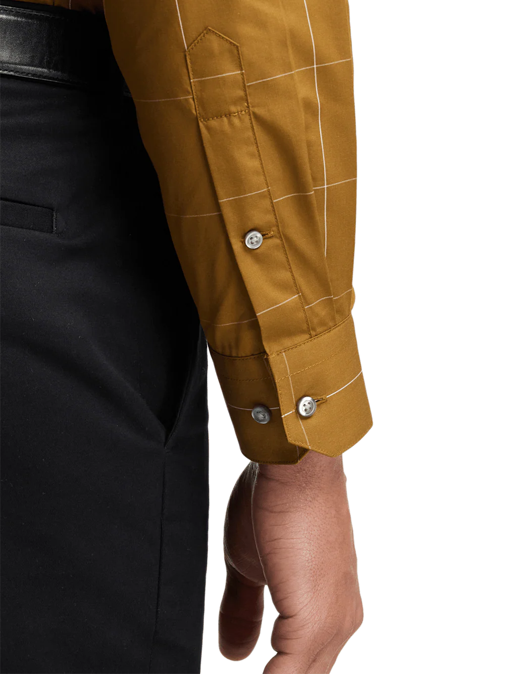 Cotton Windowpane Casual Shirt - Brown - Image 4