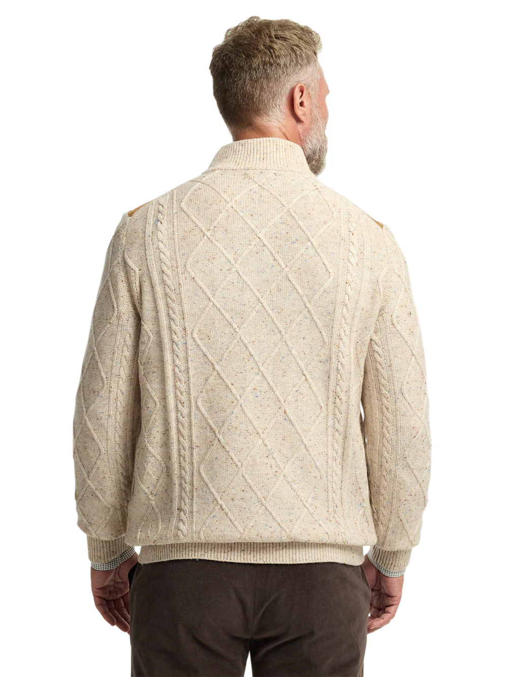 Donegal Full Zip Mock Neck Sweater - Ivory - Image 5