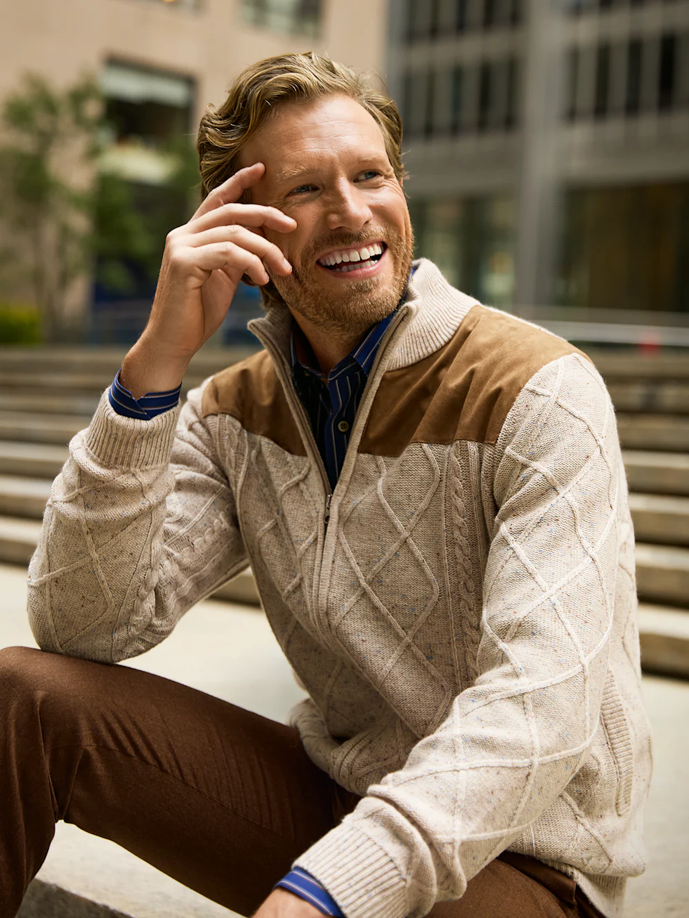Donegal Full Zip Mock Neck Sweater - Ivory - Image 7