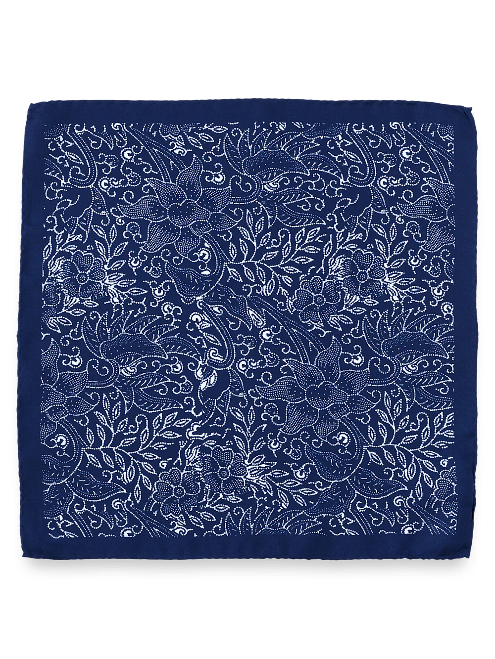 Floral Silk Pocket Square - Blue - Image 2