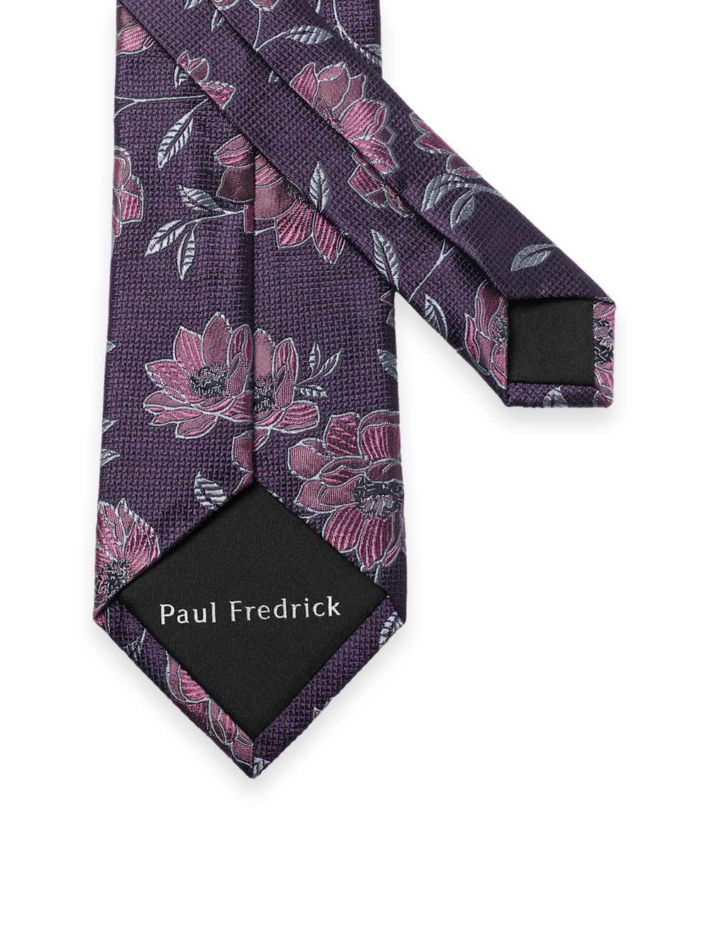 Floral Woven Silk Tie - Purple - Image 3