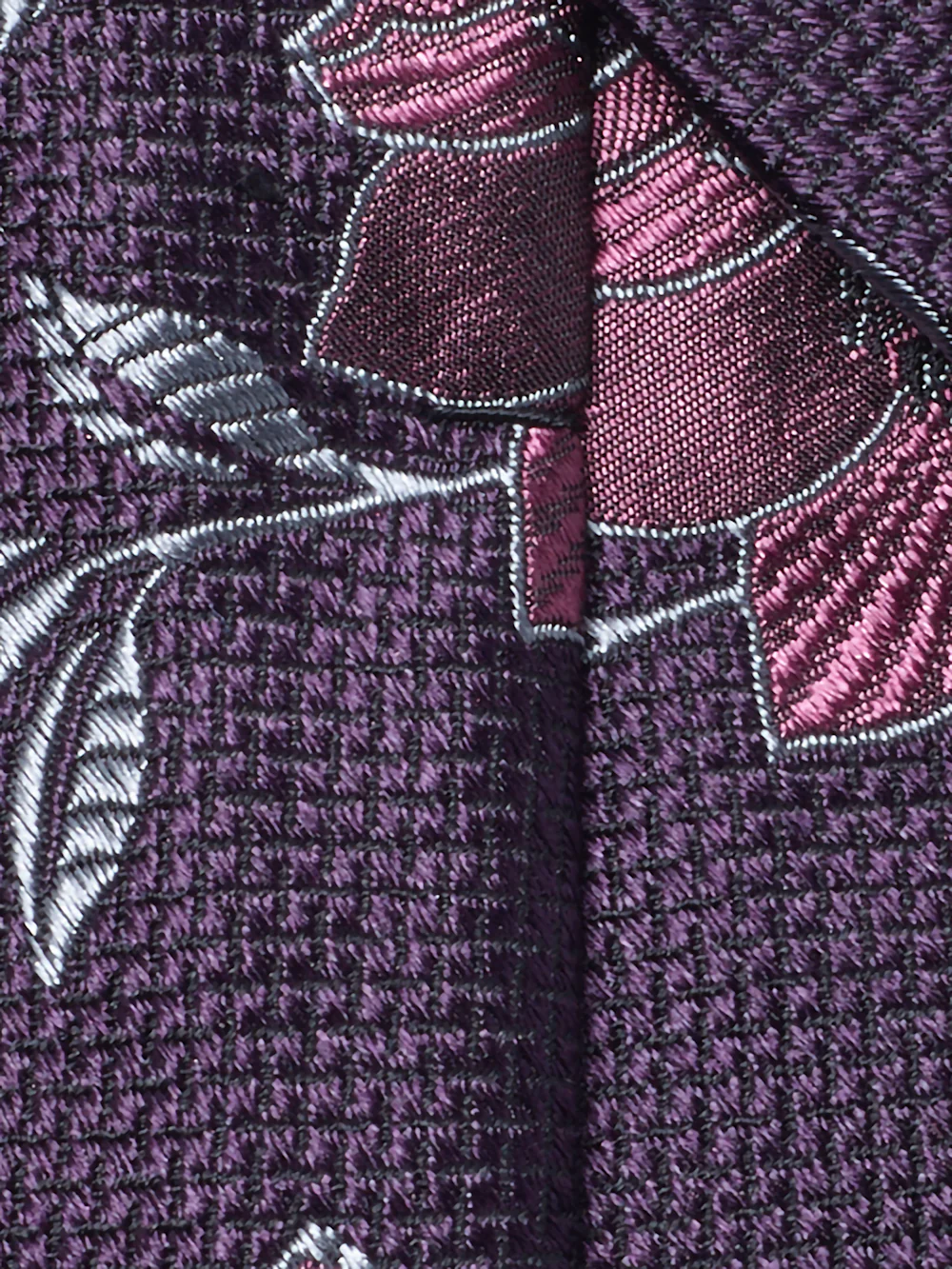 Floral Woven Silk Tie - Purple - Image 4