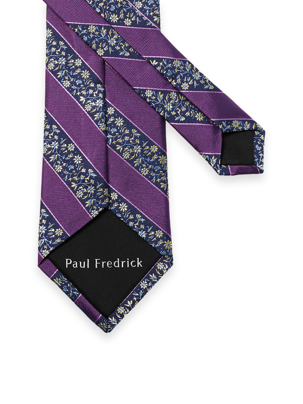 Floral Woven Silk Tie - Purple/navy - Image 3