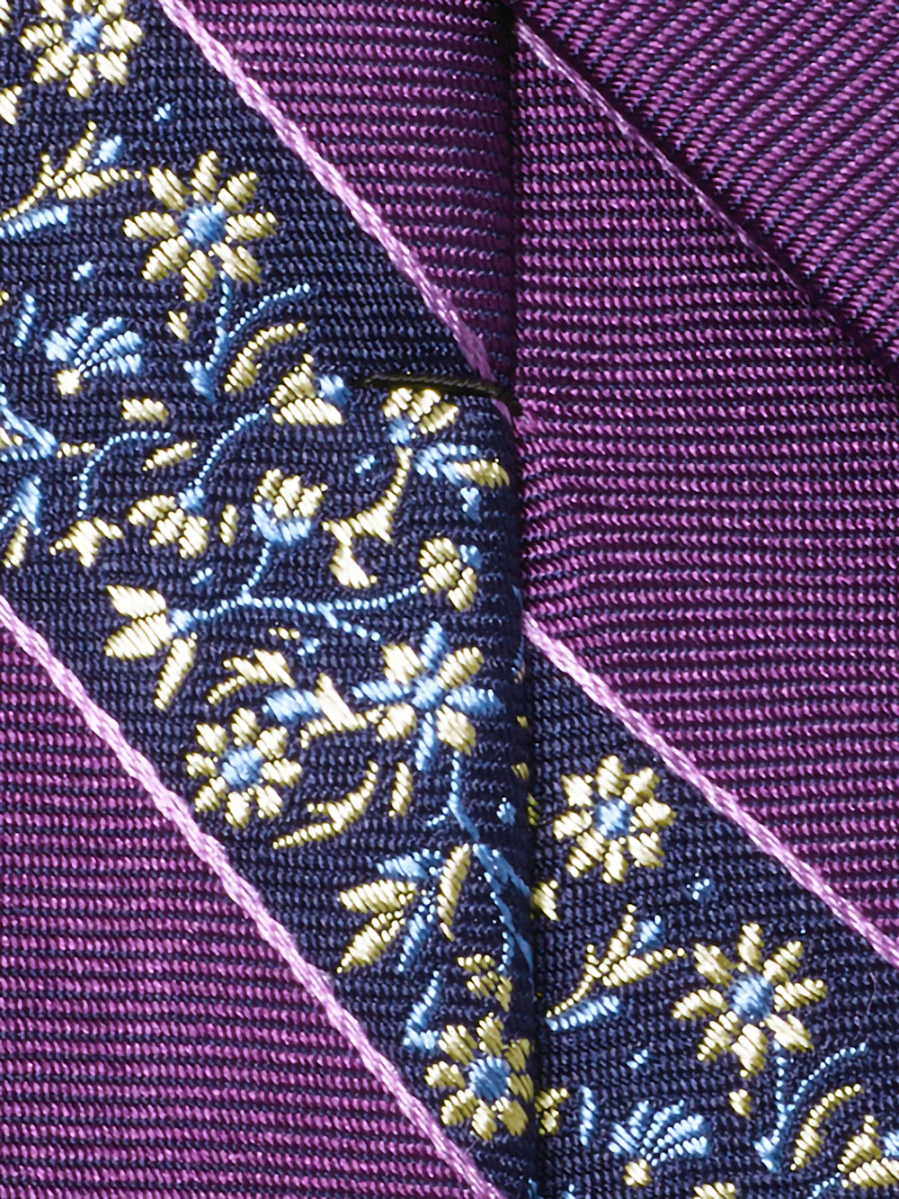 Floral Woven Silk Tie - Purple/navy - Image 4