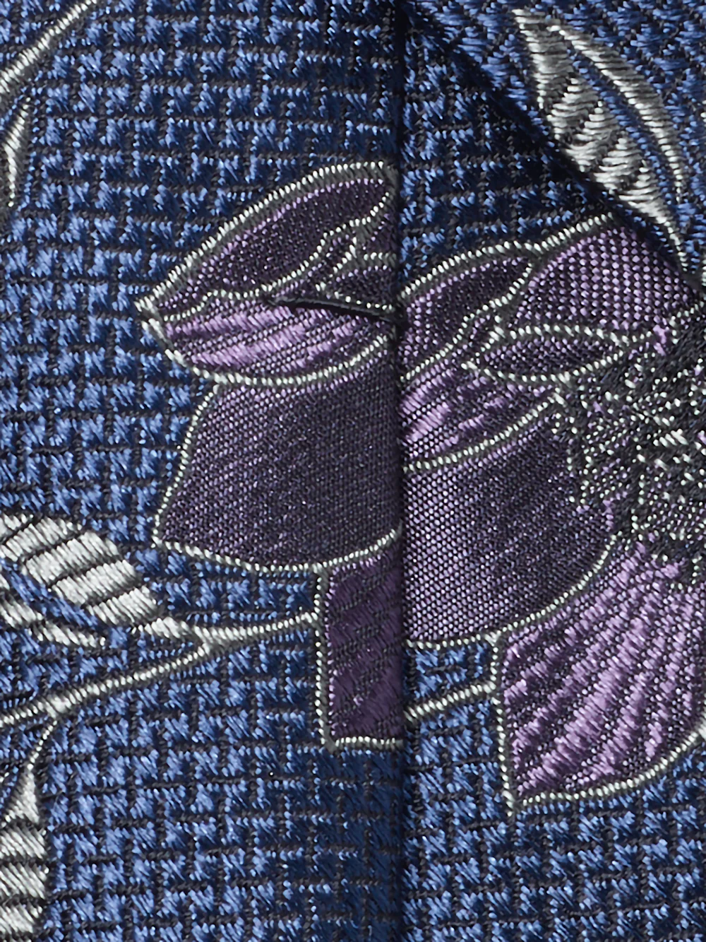 Floral Woven Silk Tie - Blue/purple - Image 4