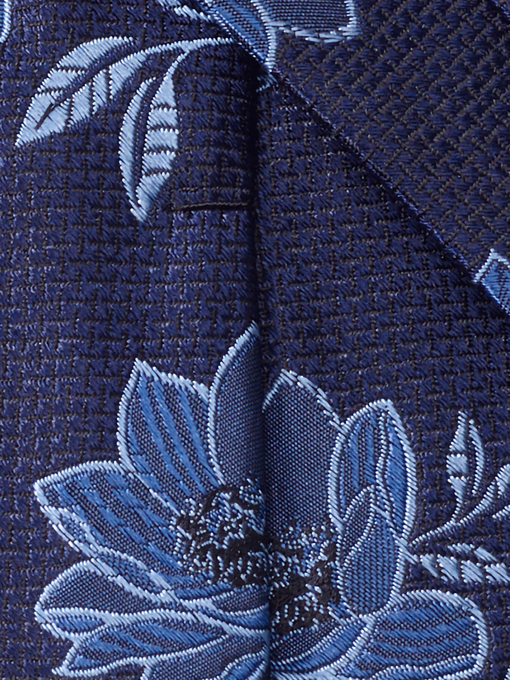 Floral Woven Silk Tie - Blue - Image 4