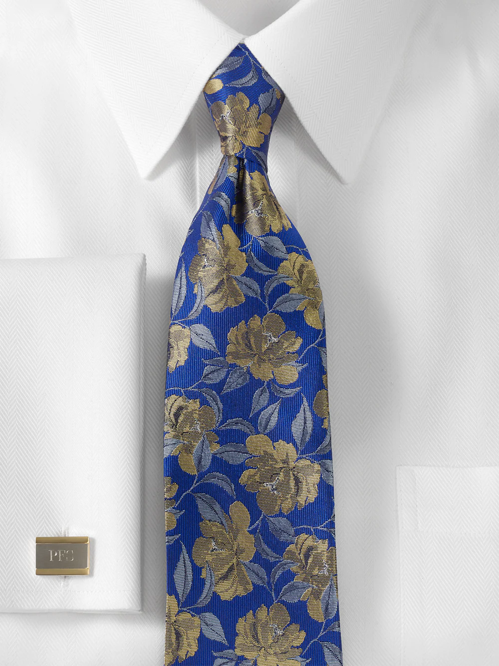 Floral Woven Silk Tie - Blue/yellow - Image 2
