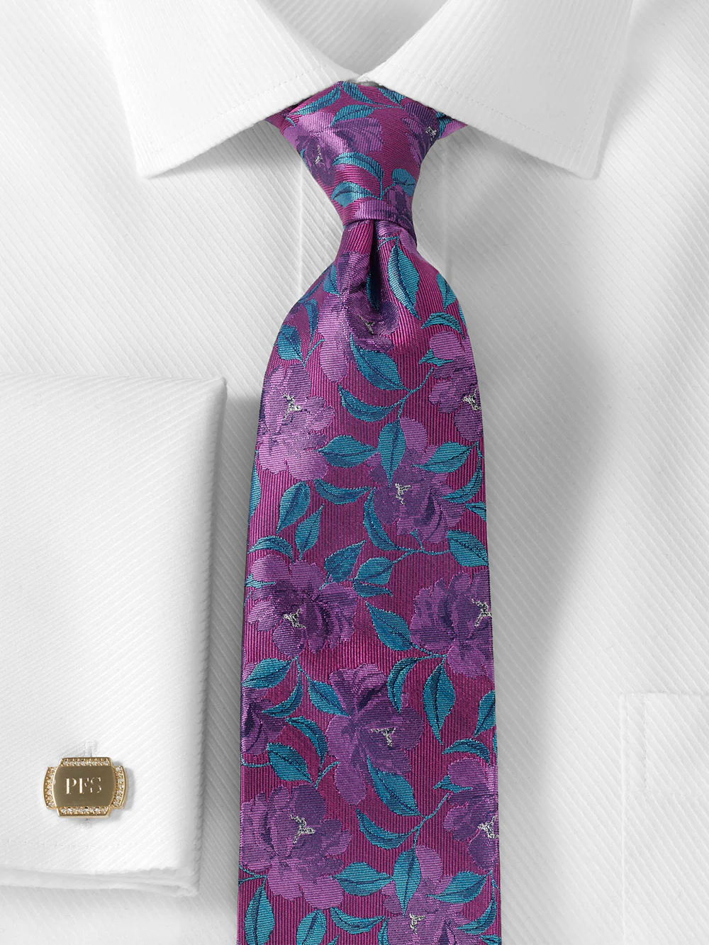 Floral Woven Silk Tie - Berry Multi - Image 2