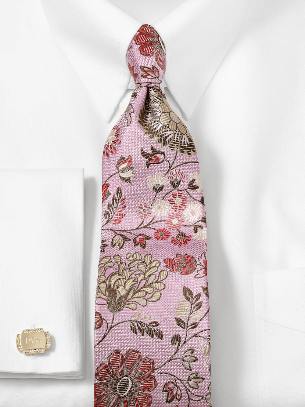 Floral Woven Silk Tie - Pink Multi - Image 2