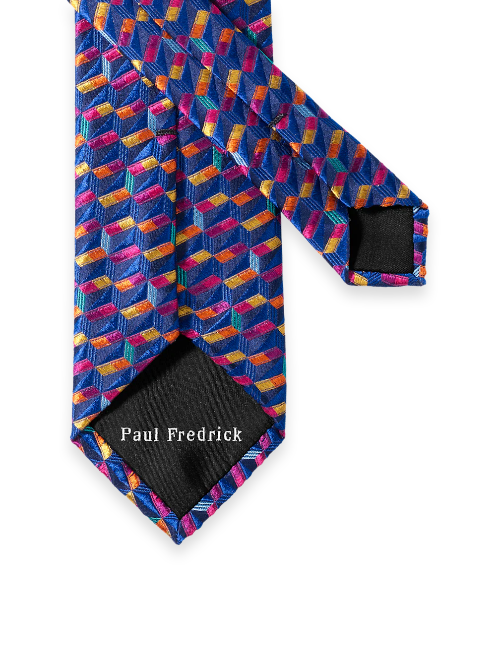 Geometirc Woven Silk Tie - Navy Multi - Image 3
