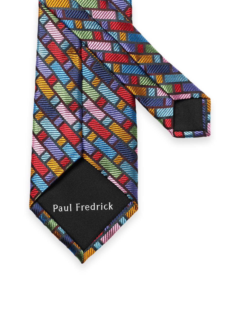 Geometric Woven Silk Tie - Multi - Image 3