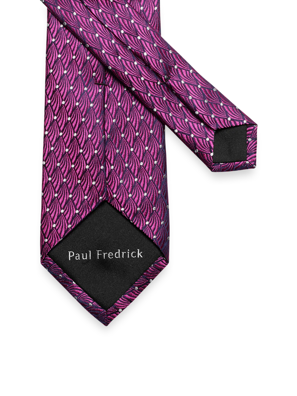 Geometric Woven Silk Tie - Berry - Image 3