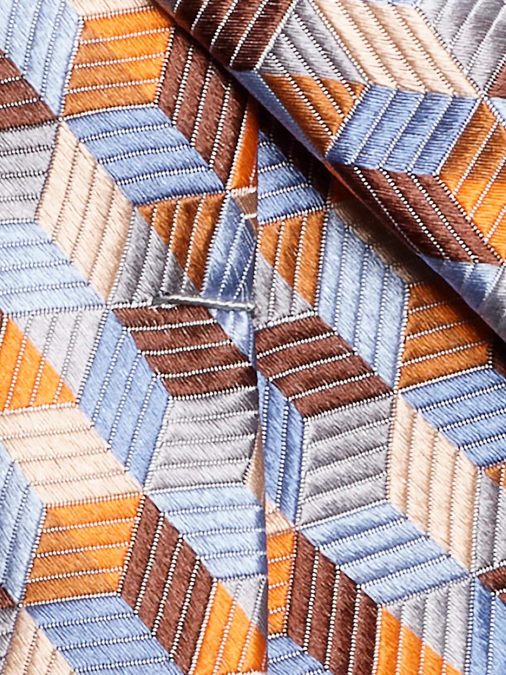 Geometric Woven Silk Tie - Orange Multi - Image 4