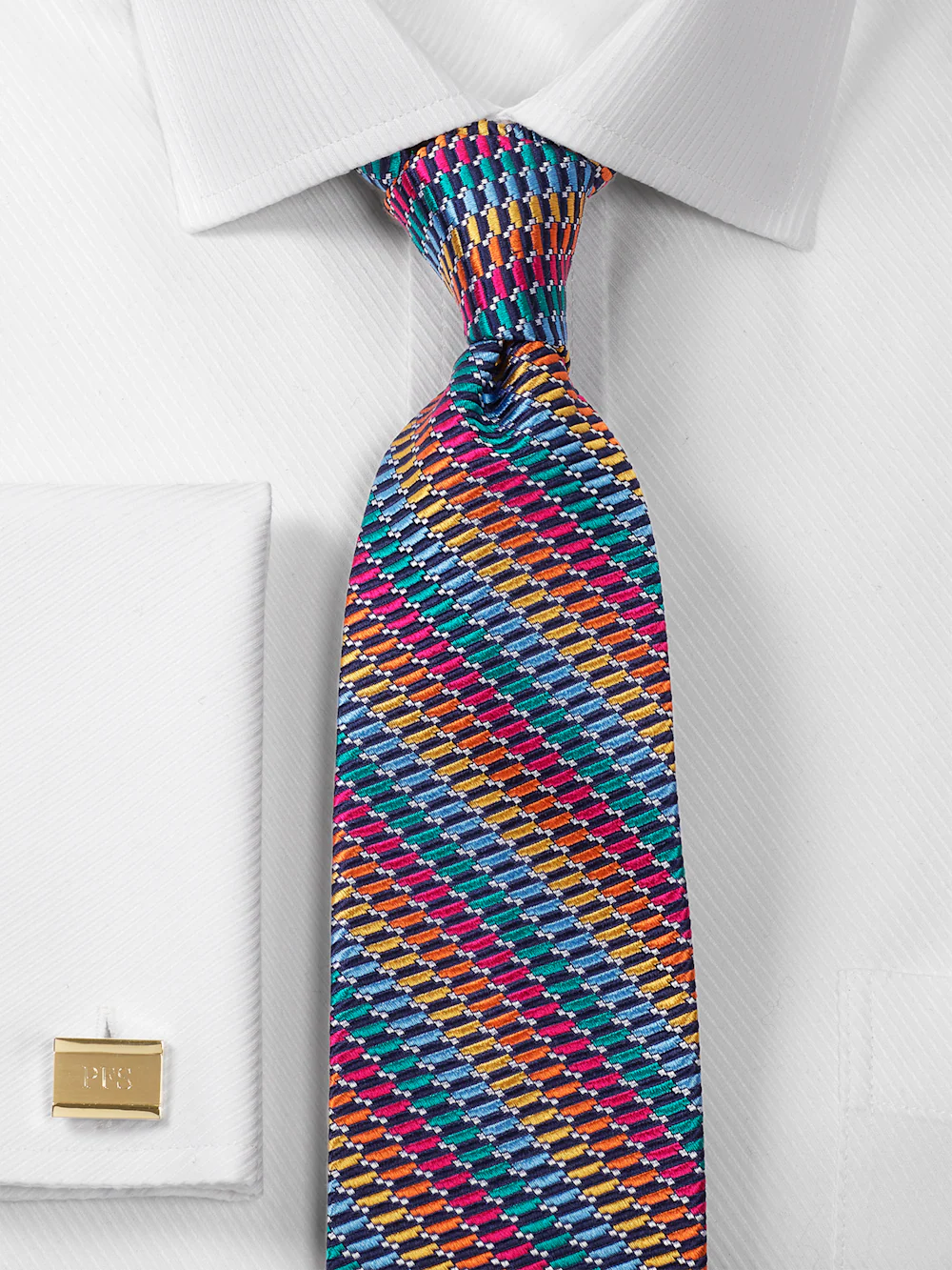 Geometric Woven Silk Tie - Multi - Image 2