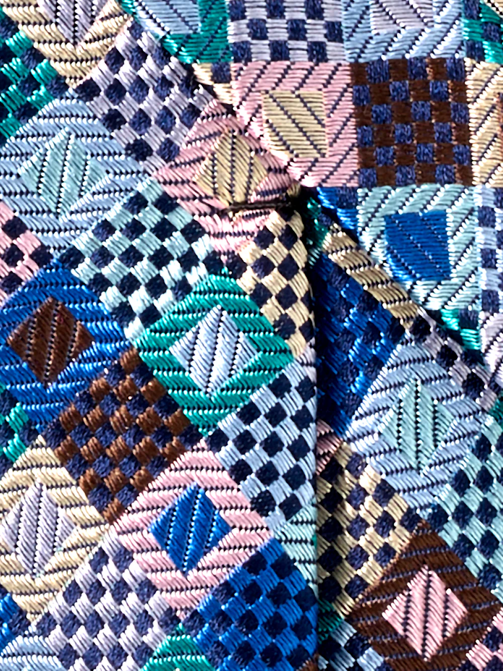 Geometric Woven Silk Tie - Blue Multi - Image 4