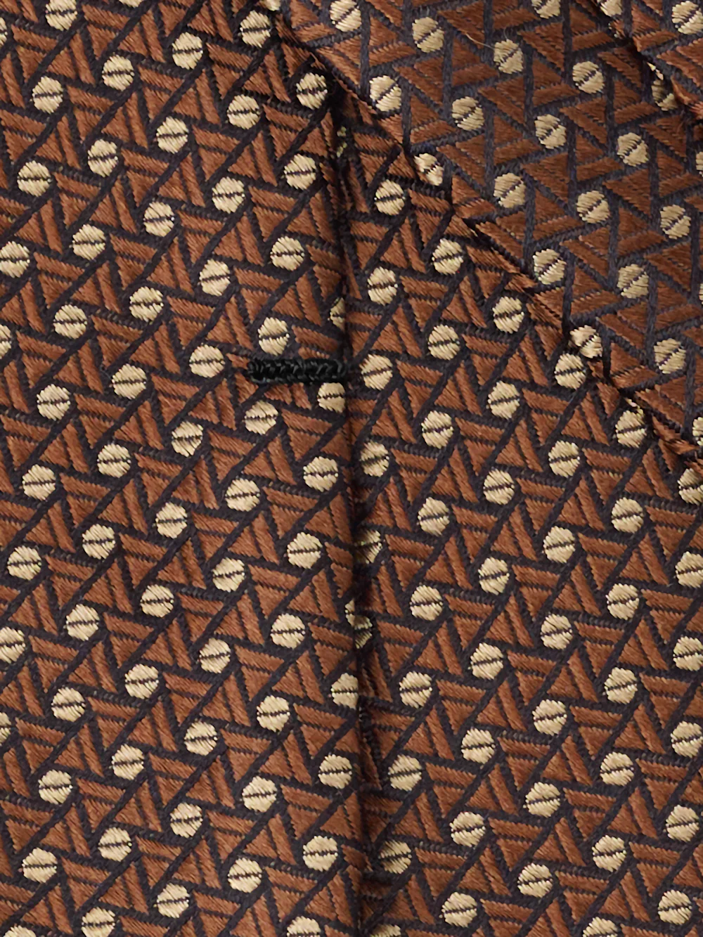 Geometric Woven Silk Tie - Brown - Image 4