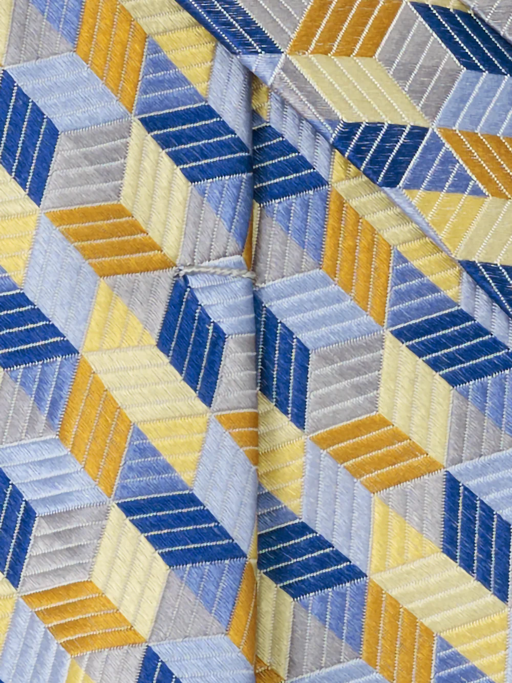 Geometric Woven Silk Tie - Yellow/blue - Image 4