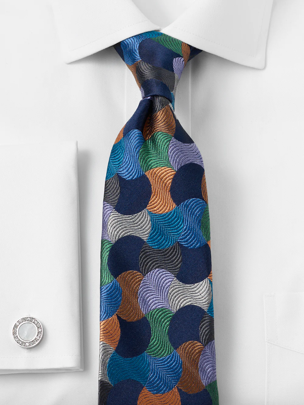 Geometric Woven Silk Tie - Multi - Image 2