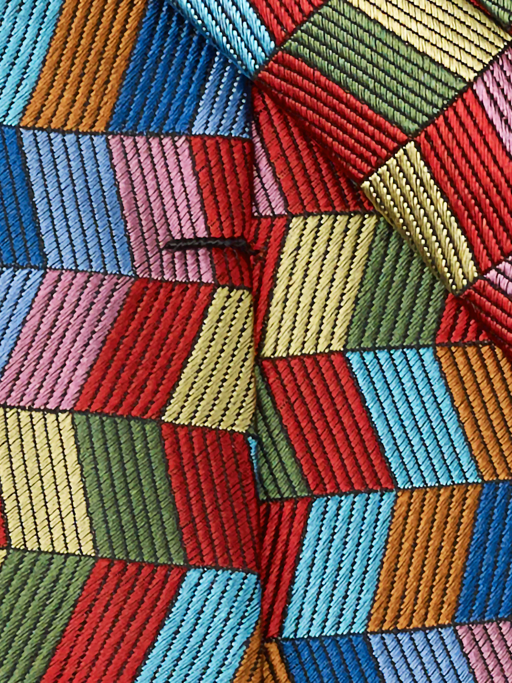 Geometric Woven Silk Tie - Red Multi - Image 4