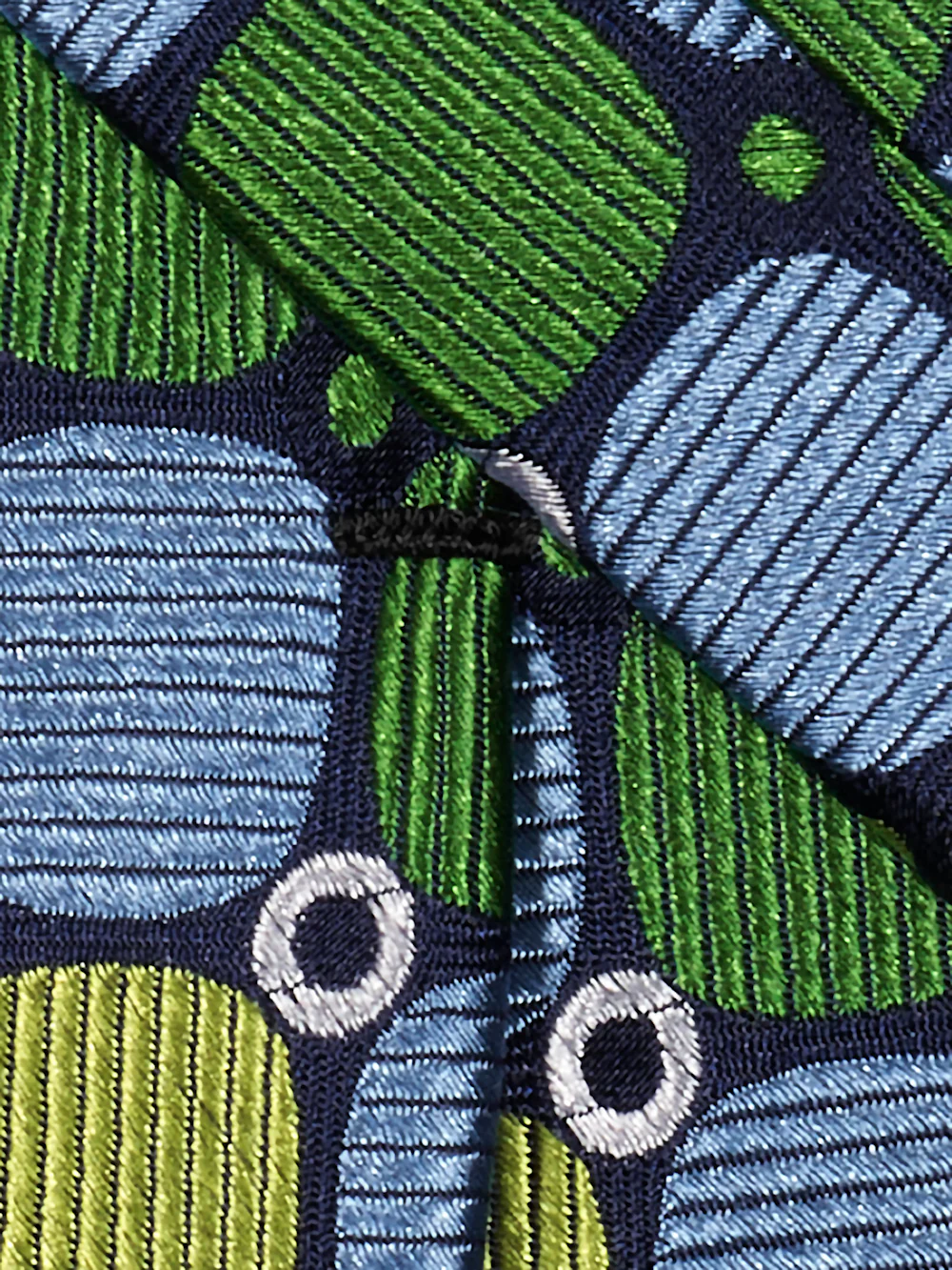 Geometric Woven Silk Tie - Green Multi - Image 3