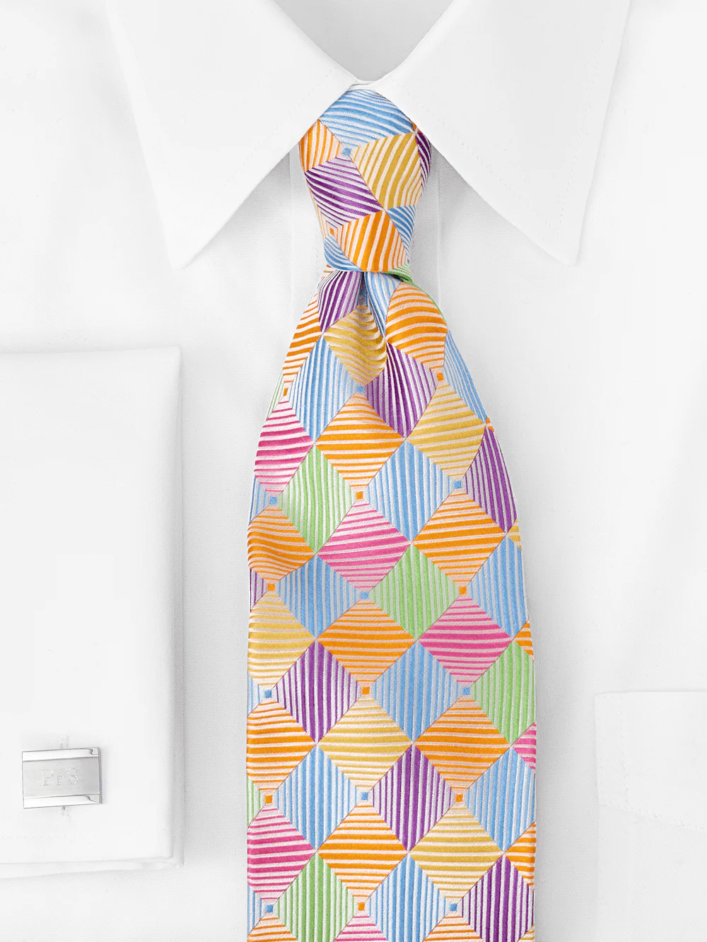 Geometric Woven Silk Tie - Multi - Image 2