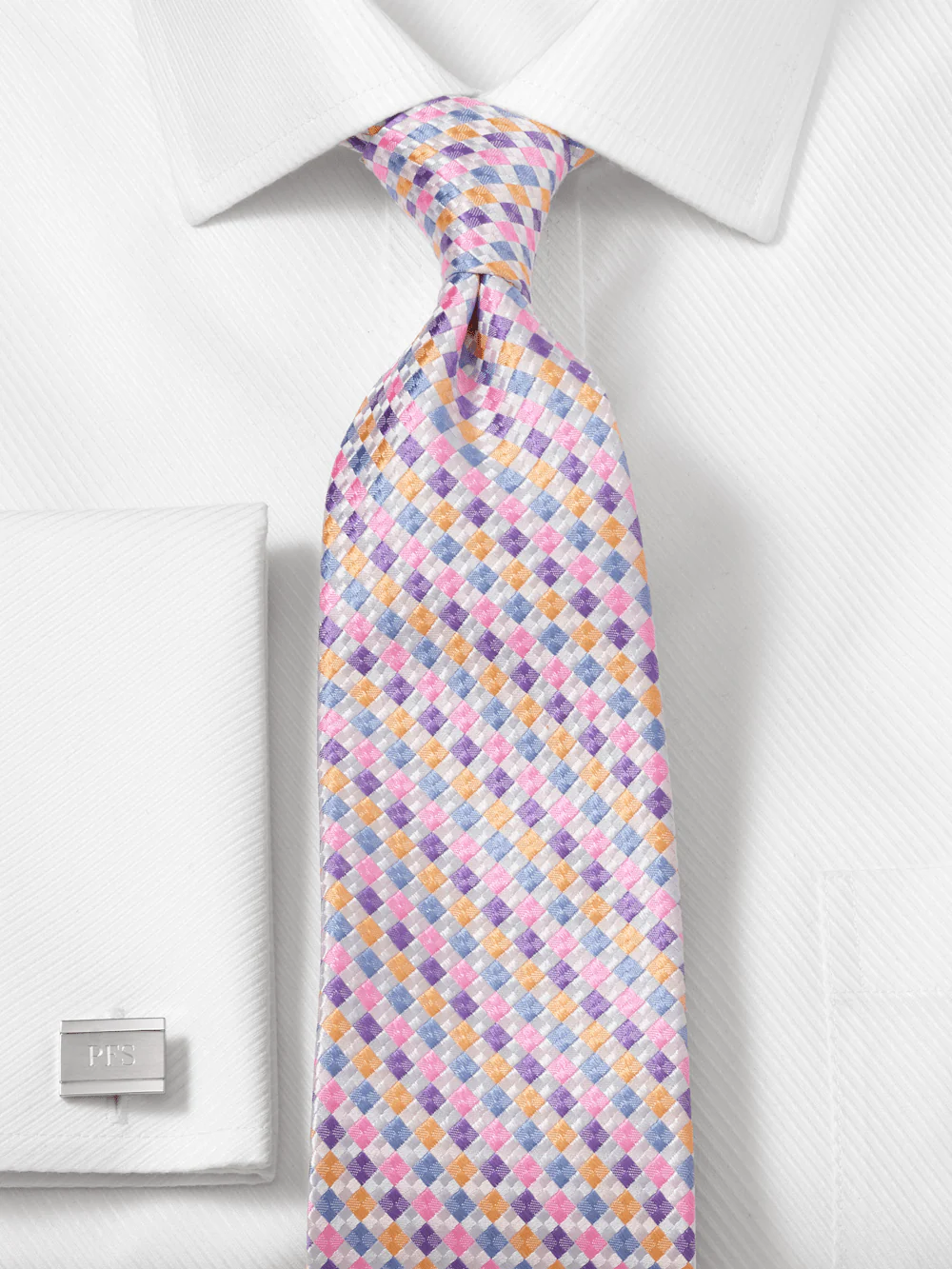 Geometric Woven Silk Tie - Purple Multi - Image 2