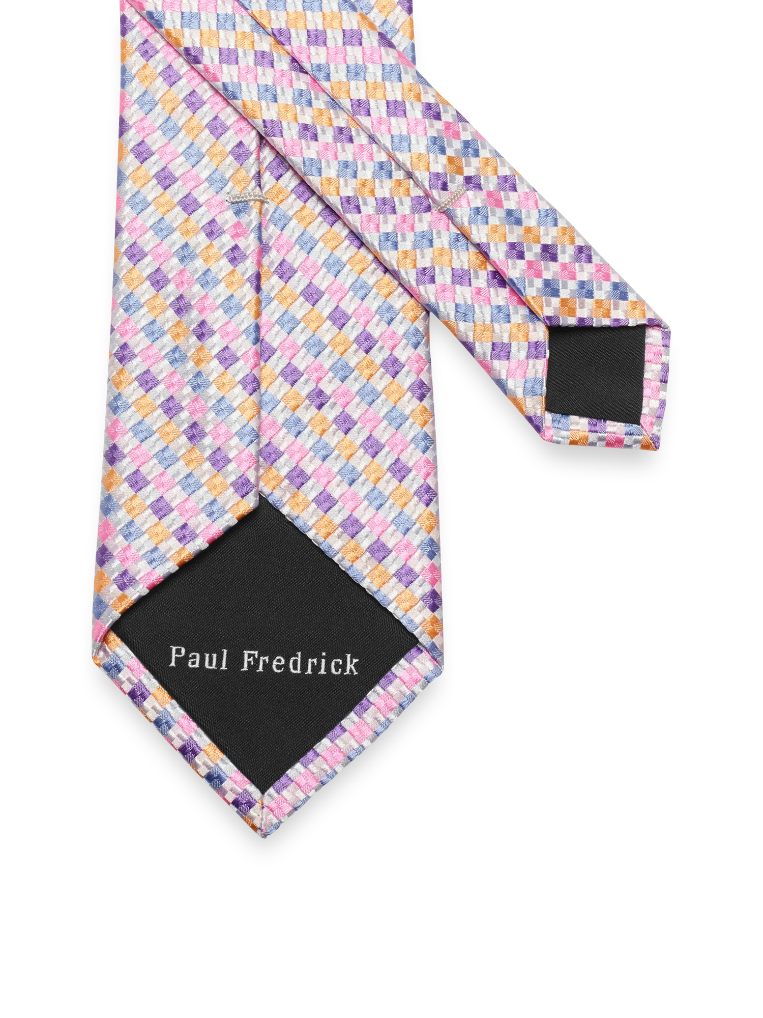 Geometric Woven Silk Tie - Purple Multi - Image 3