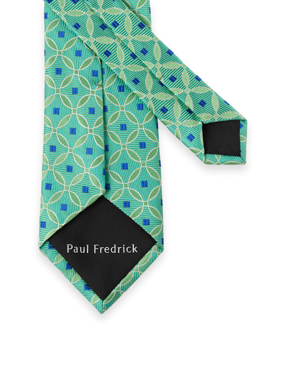 Geometric Woven Silk Tie - Green/blue - Image 3
