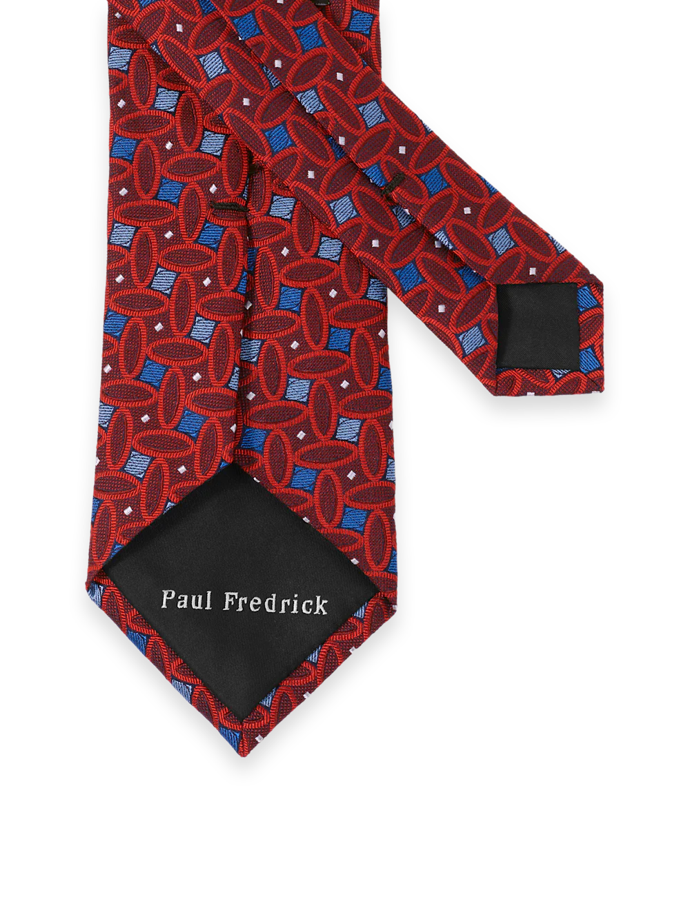Geometric Woven Silk Tie - Red/blue - Image 3