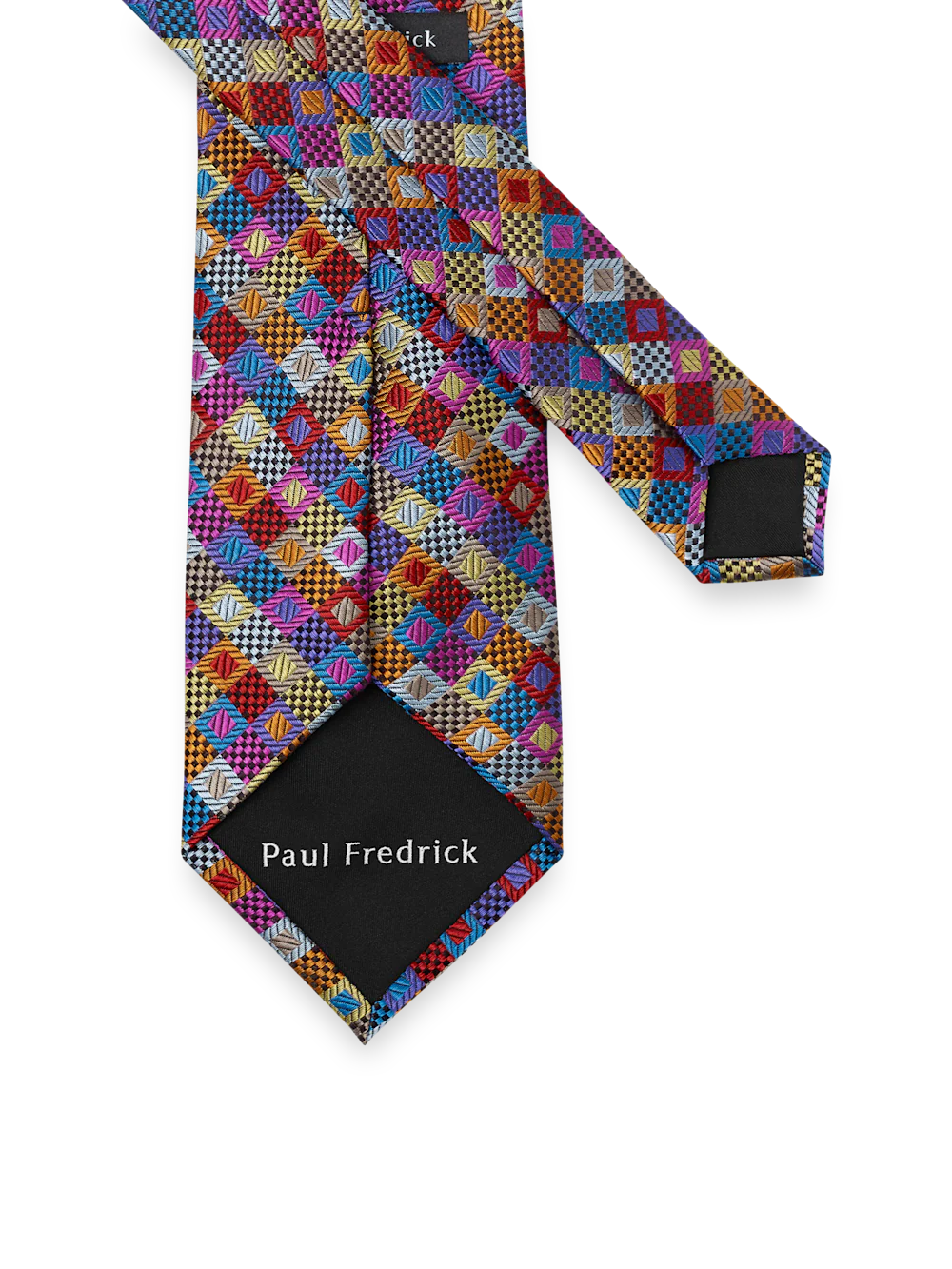 Geometric Woven Silk Tie - Multi - Image 3