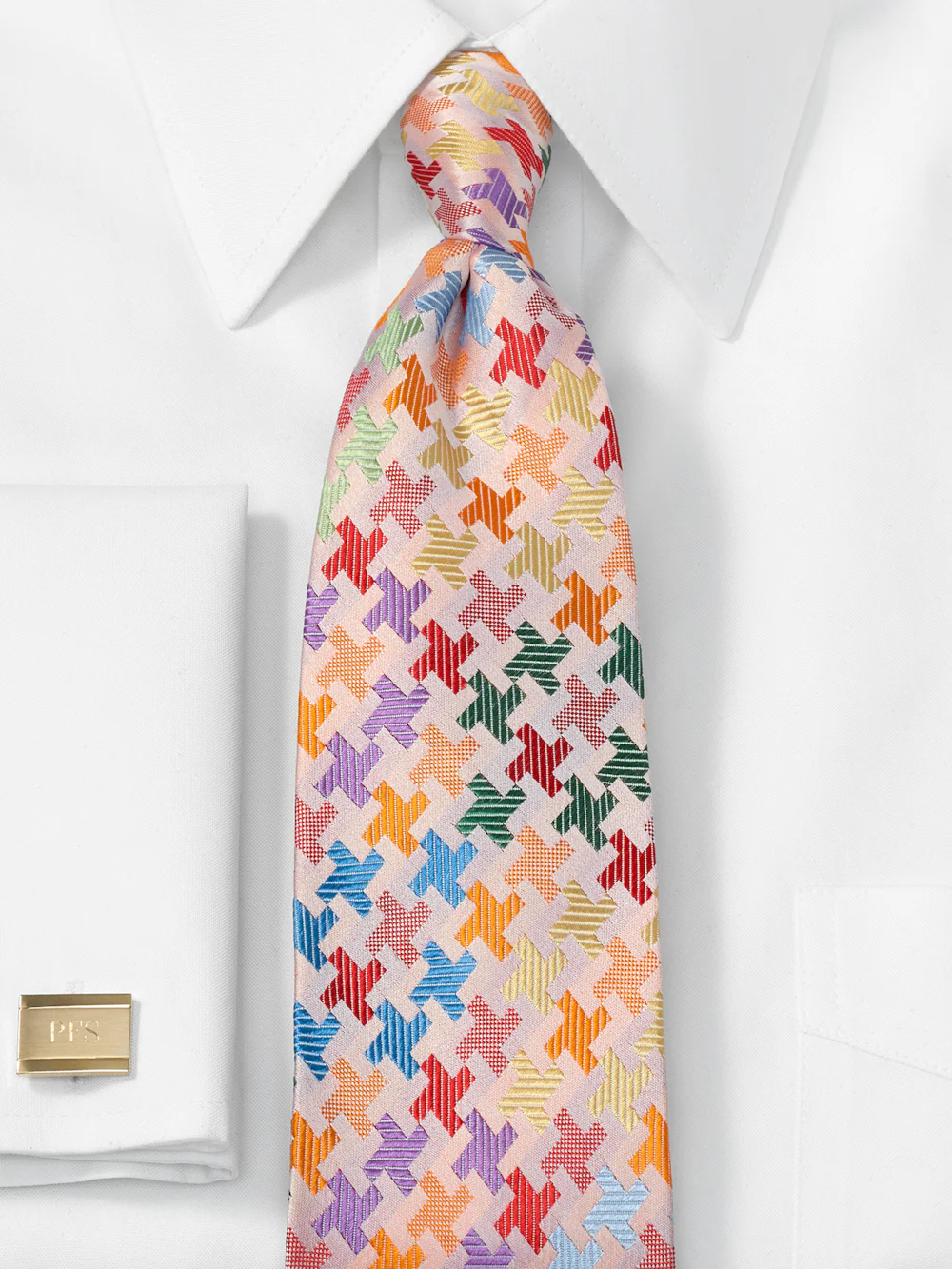 Geometric Woven Silk Tie - Multi - Image 2