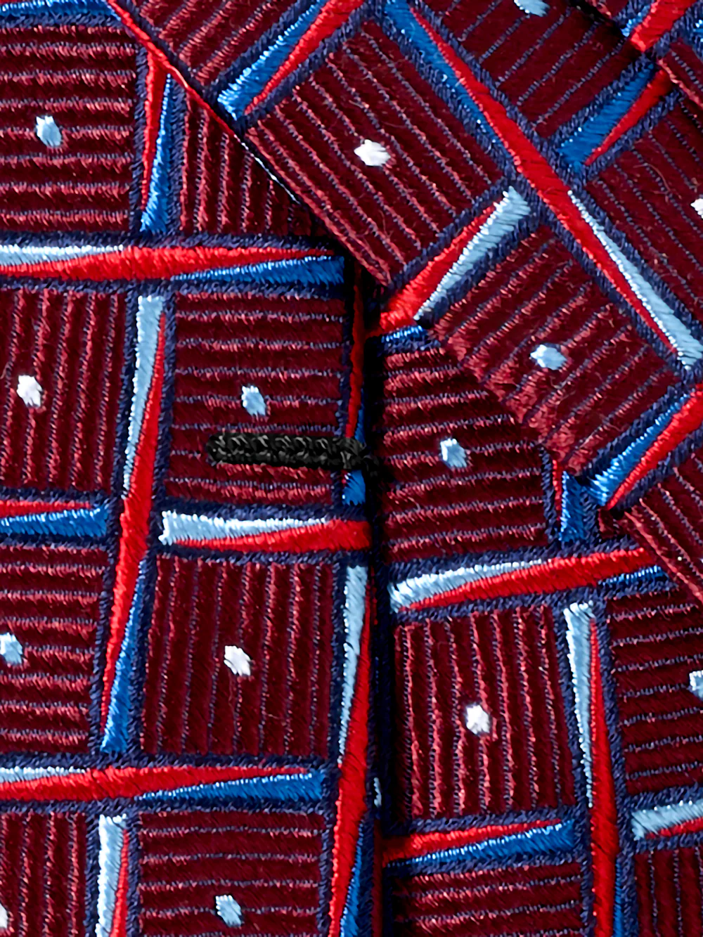 Geometric Woven Silk Tie - Red/blue - Image 4