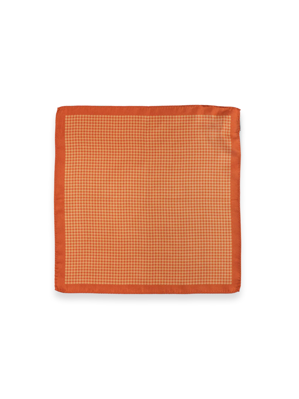 Gingham Silk Pocket Square - Orange - Image 2