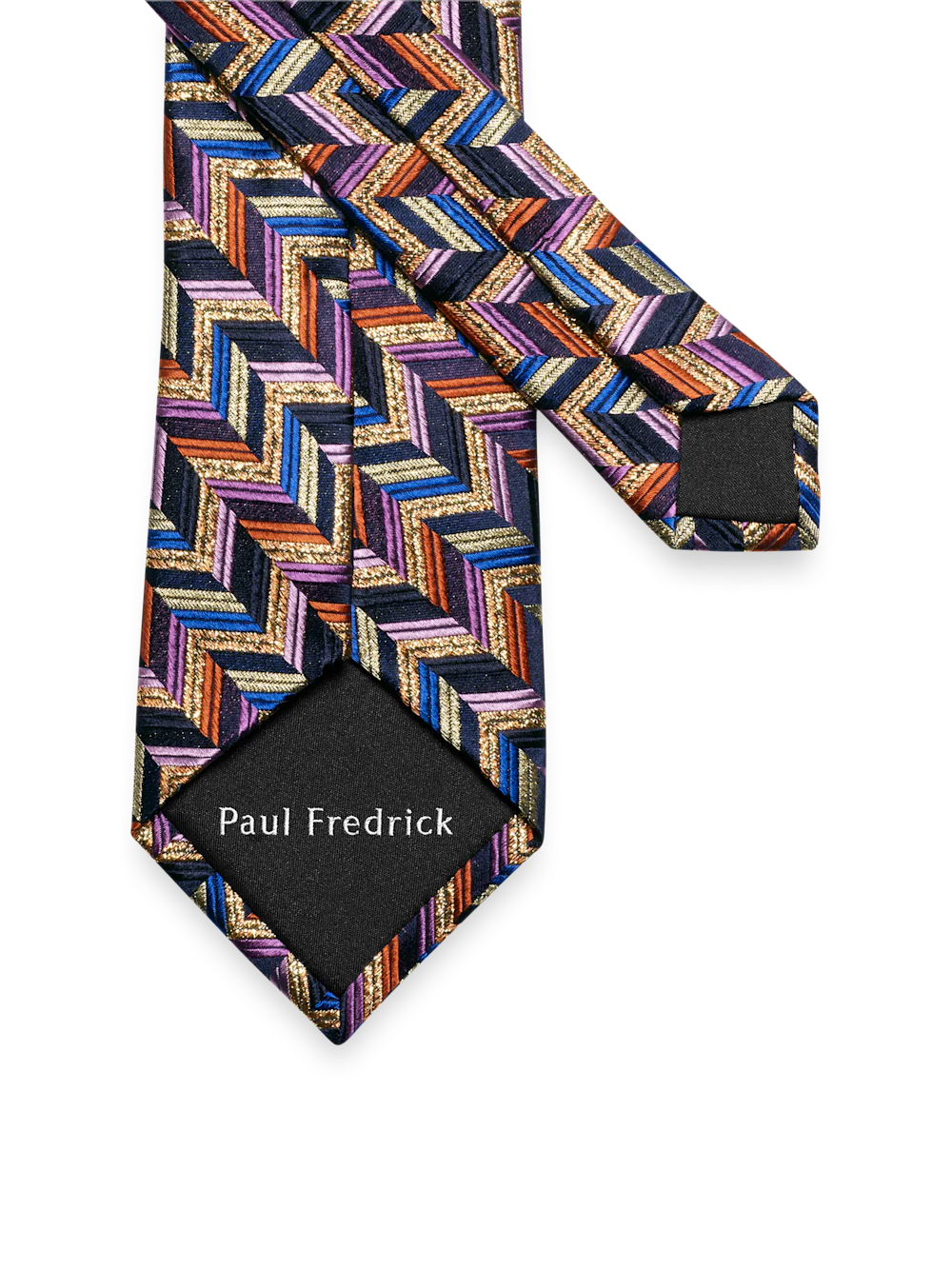 Herringbone Lurex Woven Silk Tie - Multi - Image 3