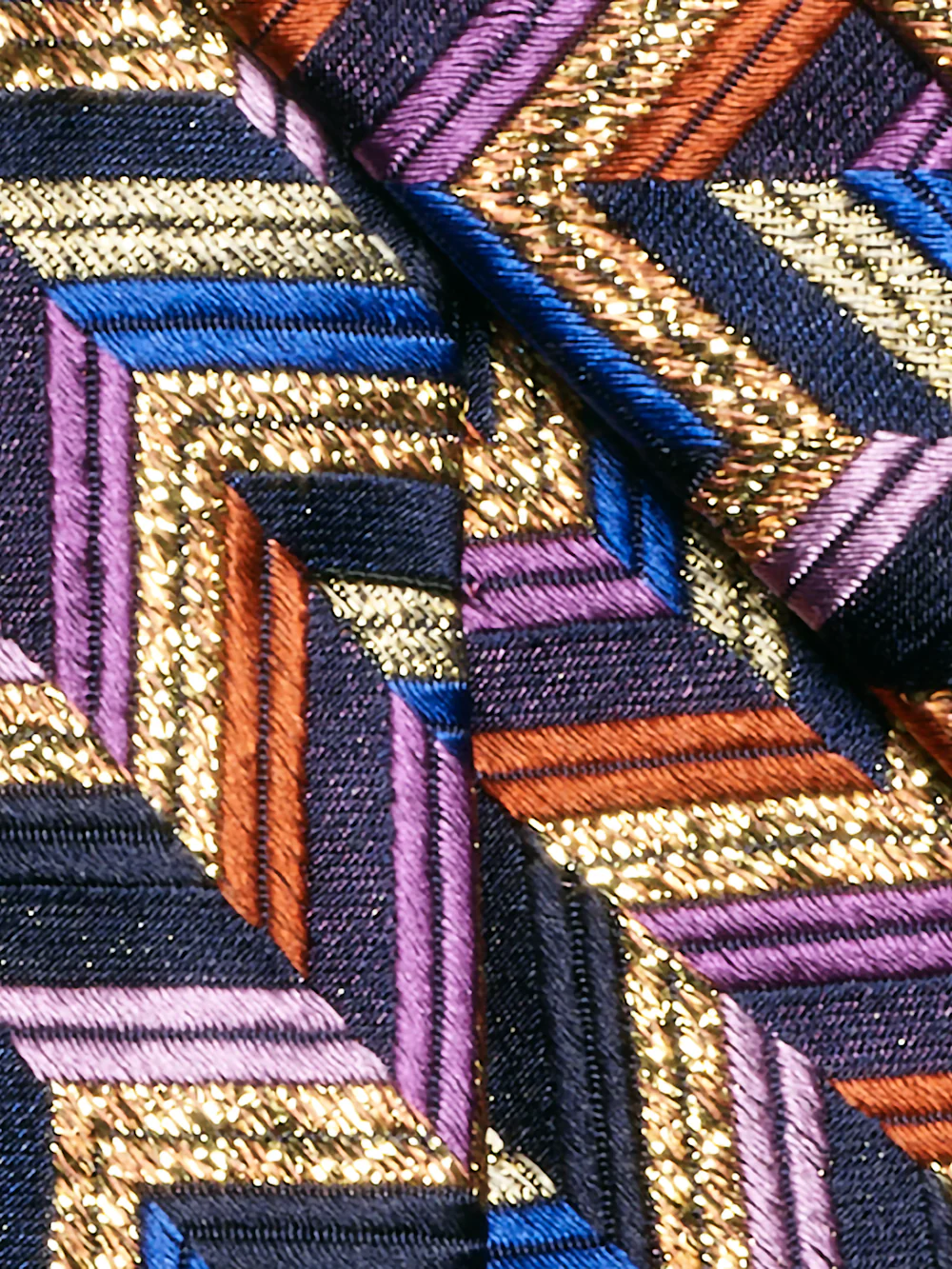 Herringbone Lurex Woven Silk Tie - Multi - Image 4