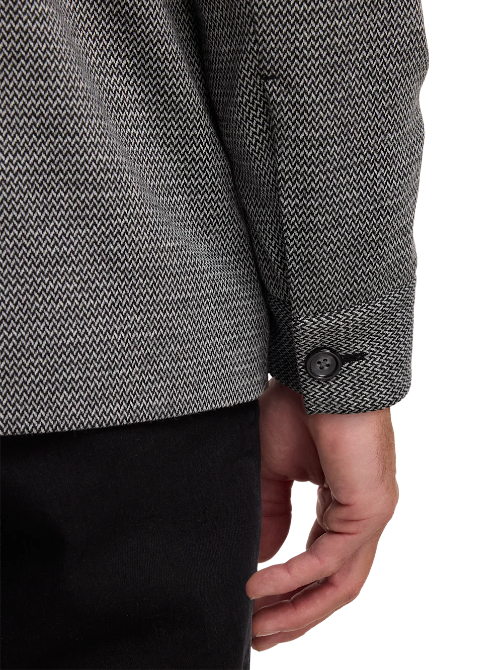 Herringbone Shirt Jacket - Black - Image 4
