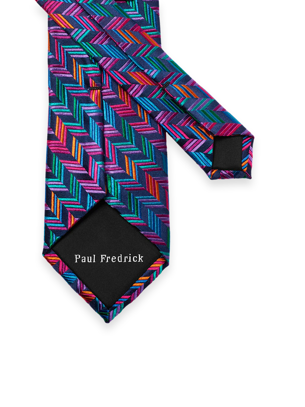 Herringbone Woven Silk Tie - Multi - Image 3